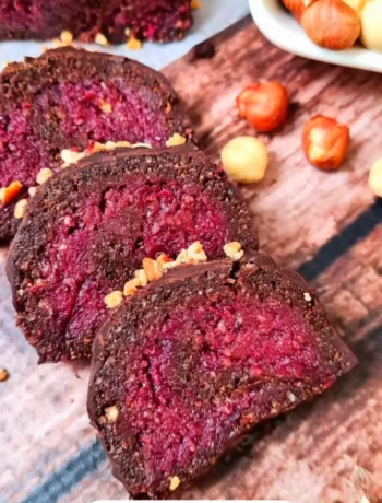 Chocolate Roll Cake with Cherries and Hazelnuts