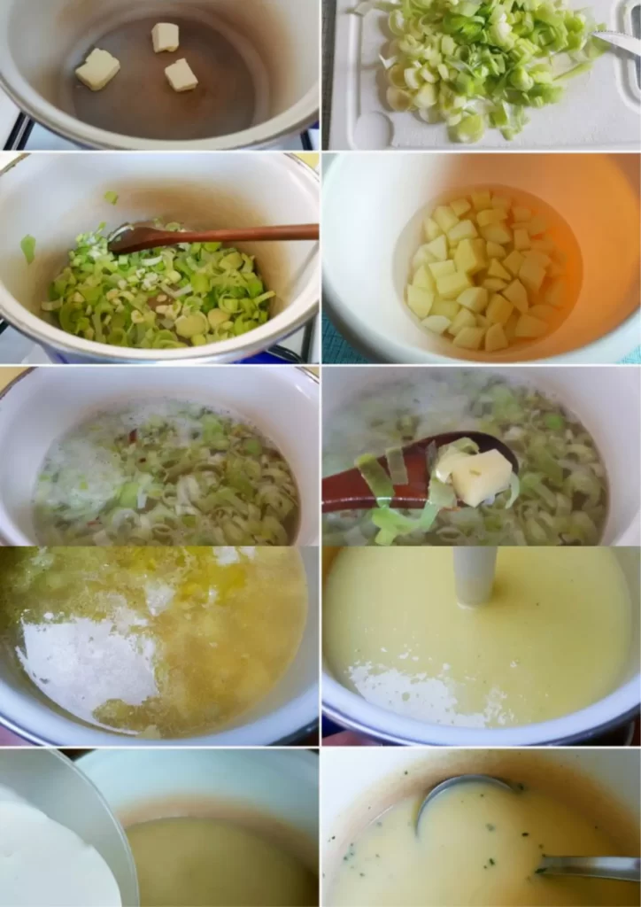 Potage of Leeks and Potatoes preparation guide steps