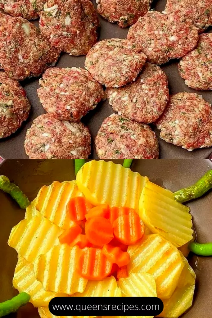 Baked Meatballs with Potato Arrangements