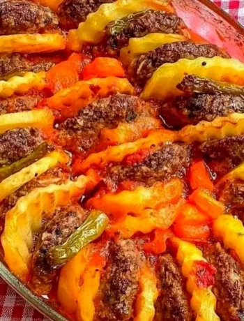 Baked Meatballs with Potato Arrangements