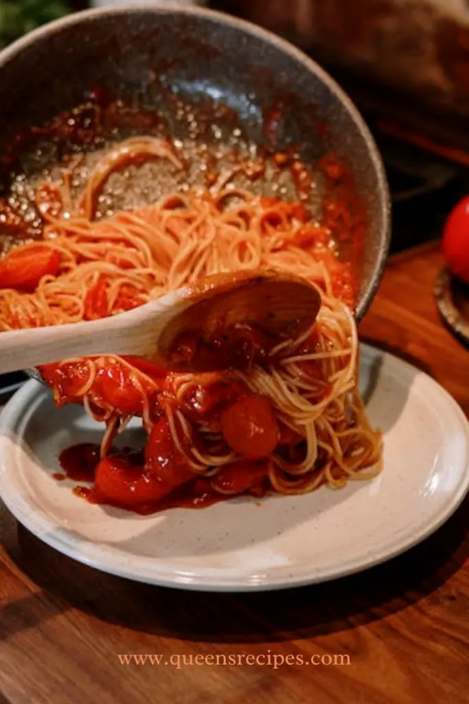 Spaghetti with cherry tomatoes to add to the plate